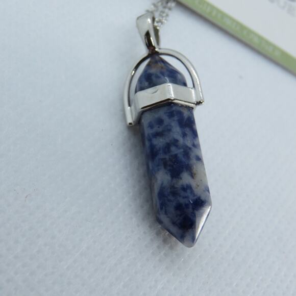 Hot Topic Blue Speckled Agate Chakra Pendant Necklace - Picture 2 of 3